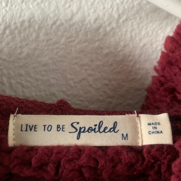 Sherpa Zip Up Sweater in Burgandy - Size M - Picture 6 of 11